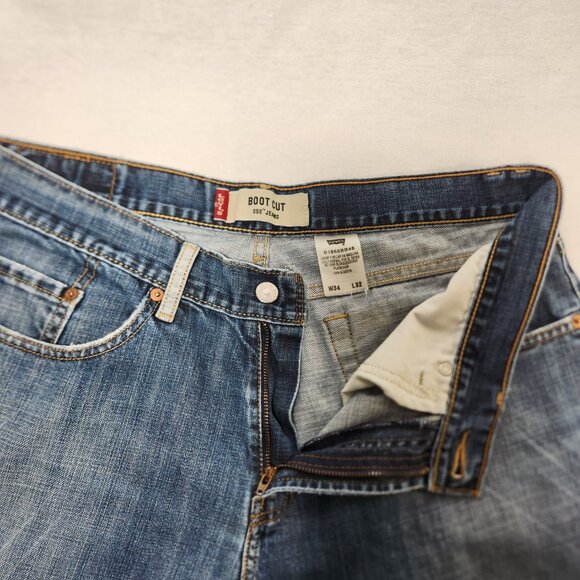 Vintage LEVI'S 555 Hipster Faded Distressed BOOT CUT Jeans Men's Size W 34 L 32. - Picture 9 of 16